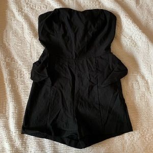 Black Strapless Peplum Romper Charlotte Russe